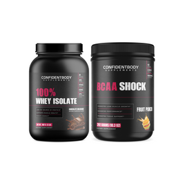 2lb 100% Whey Isolate Chocolate – 31 servings+BCAA Shock Powder (Fruit Punch)